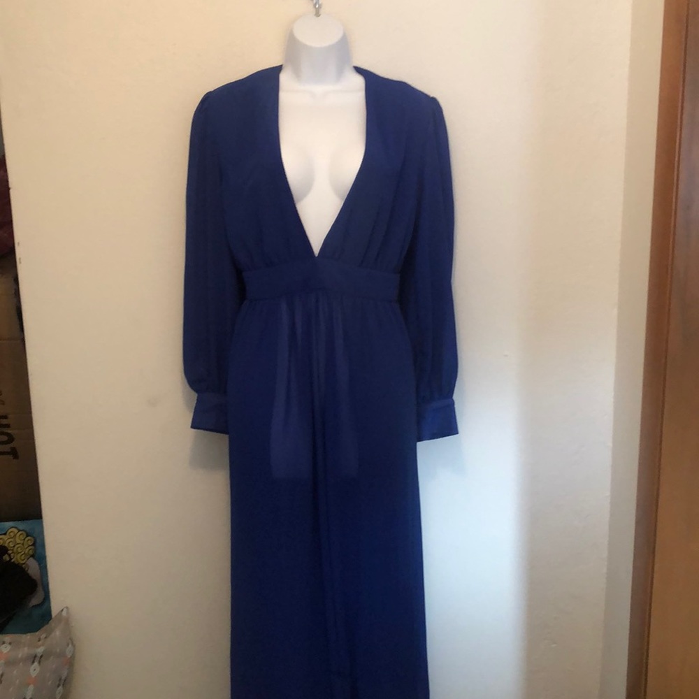 See through royal blue dress